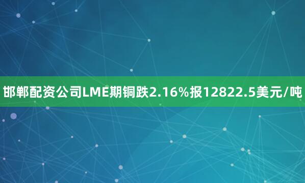 邯郸配资公司LME期铜跌2.16%报12822.5美元/吨